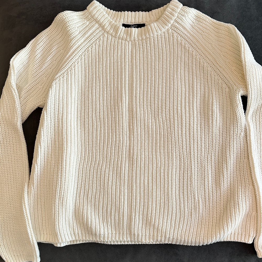 Quince 100% Organic Cotton Fisherman Crew White Knit Sweater